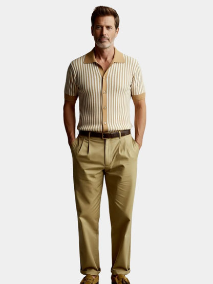 Gestreept gebreid poloshirt