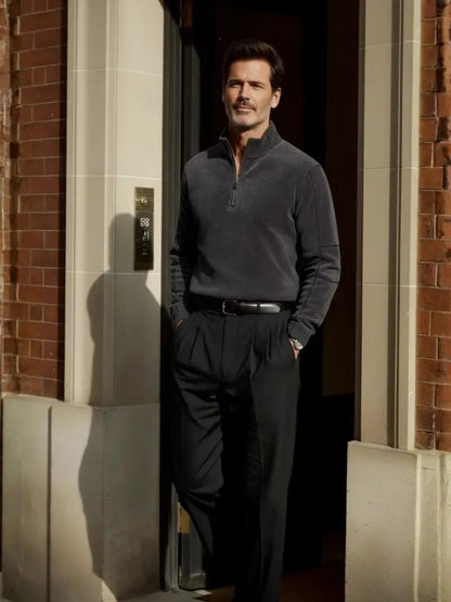 Men’s Knit Sweater – Alpine Quarter Zip Casual Everyday Knitwear SPECTER