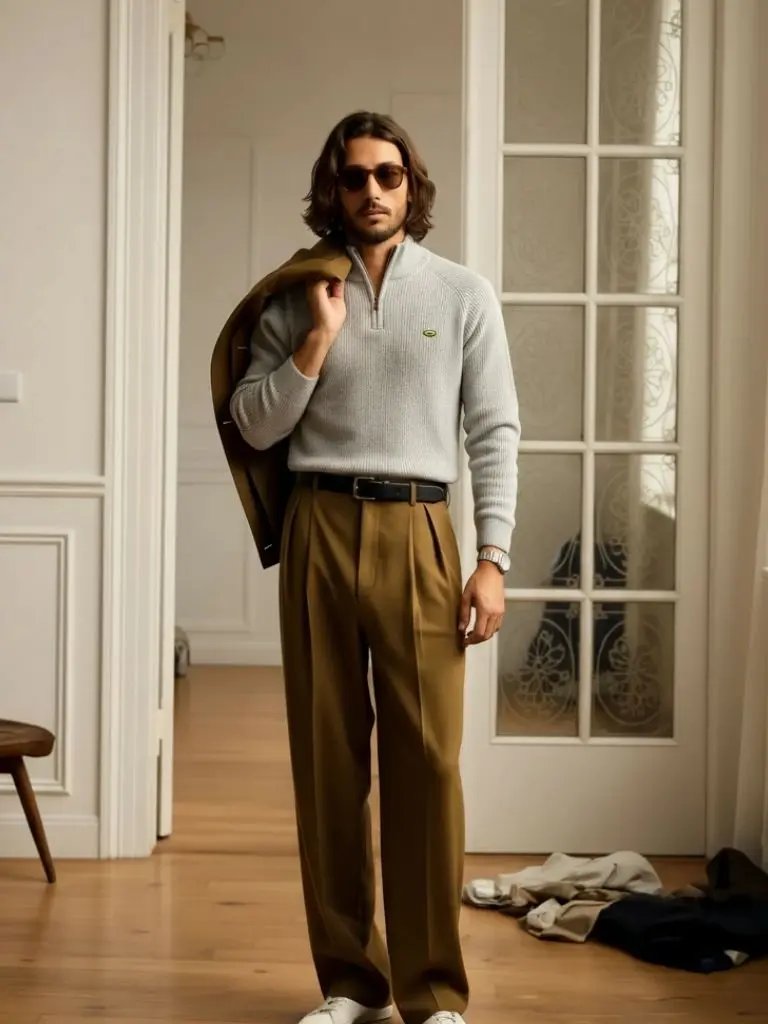 Men’s Knit Sweater – Elegant Quarter Zip Casual Everyday Knitwear SPECTER