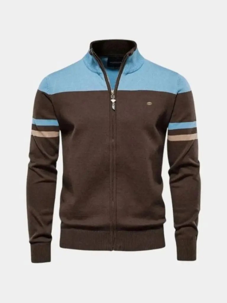 Men’s Knit Cardigan Sweater – Zipper Standing Collar Casual Everyday Knitwear SPECTER