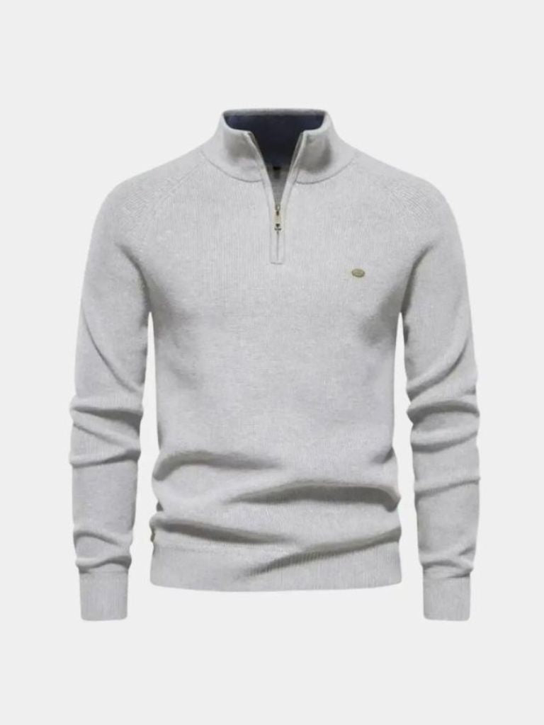 Men’s Knit Sweater – Elegant Quarter Zip Casual Everyday Knitwear