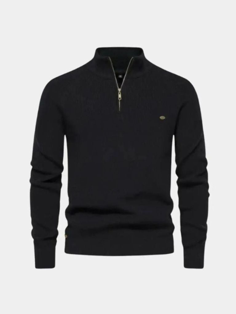 Men’s Knit Sweater – Elegant Quarter Zip Casual Everyday Knitwear
