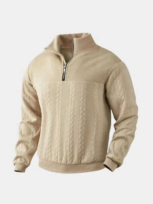 Men’s Knit Sweater – Essential Henley Quarter Casual Everyday Knitwear SPECTER