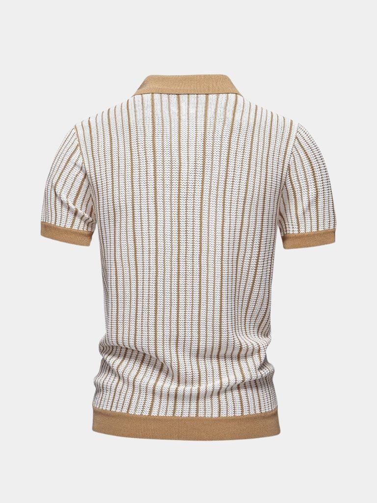 Striped Knit Polo Shirt